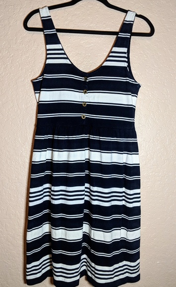 J. Crew navy/white striped back button dress - Picture 2 of 7